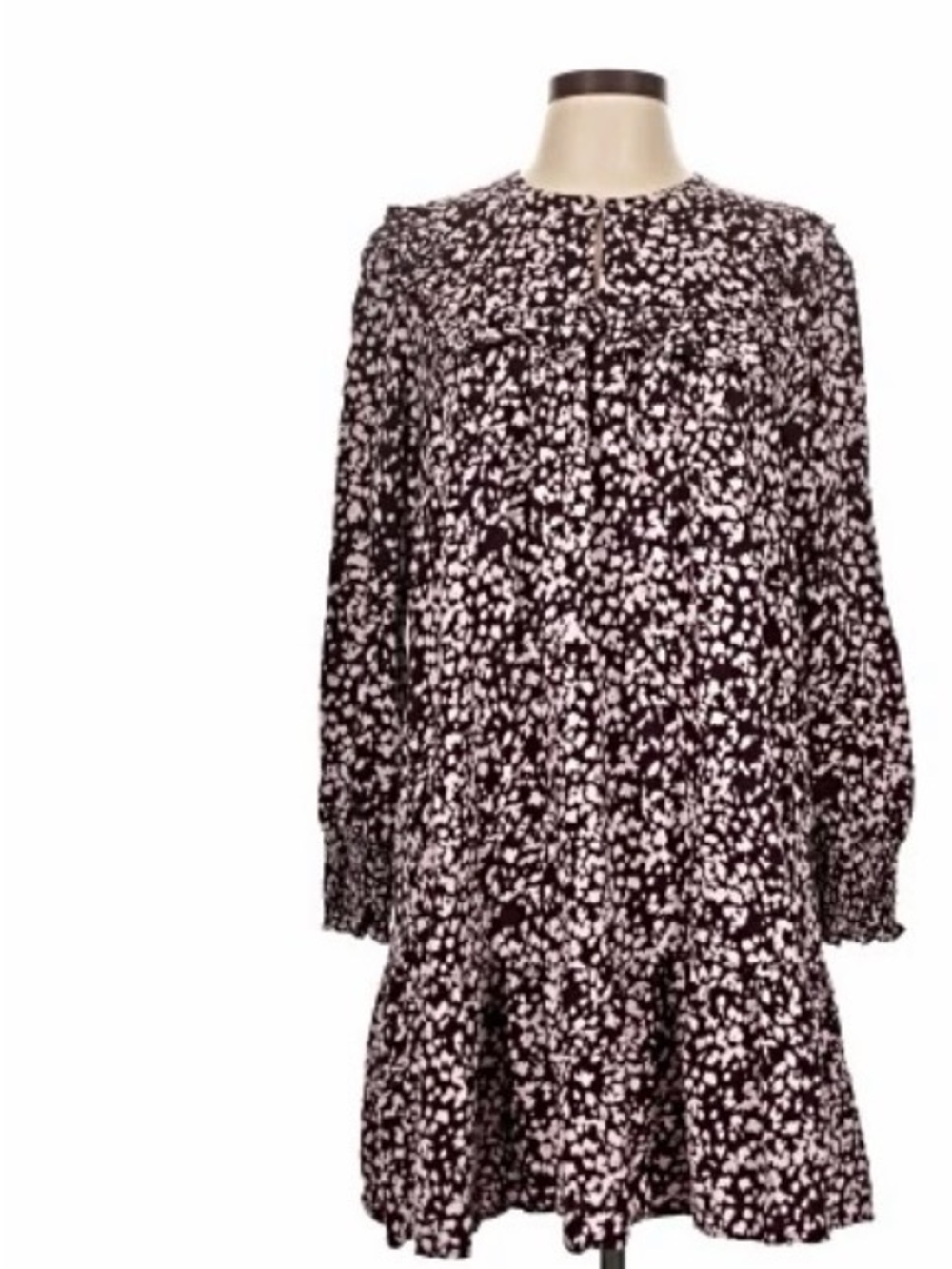 Whistles Burgundy and Lilac Long Sleeve Printed Dress